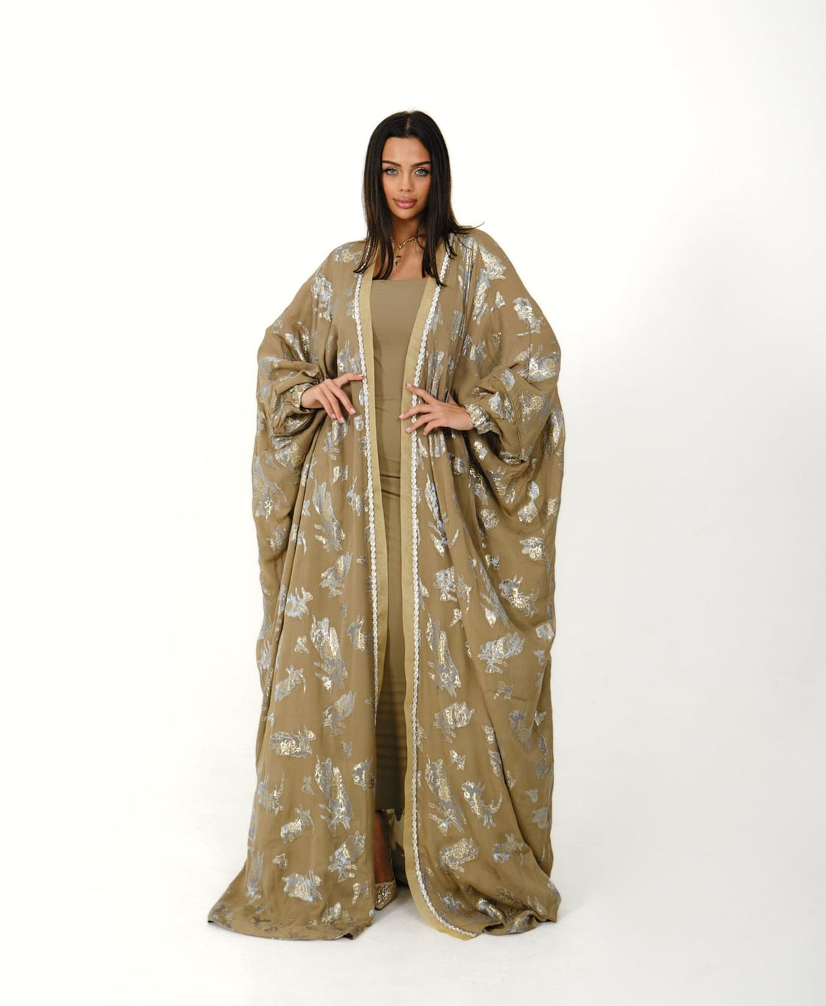 Silk Fiesta Kaftan Taupe + Silver