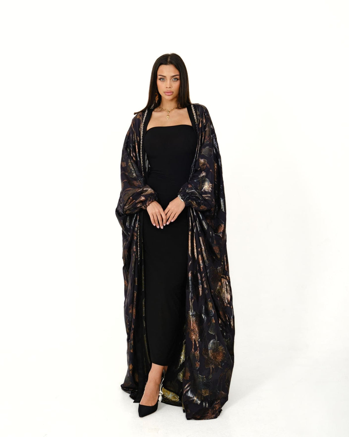 Silk Fiesta Kaftan Black + Bronze