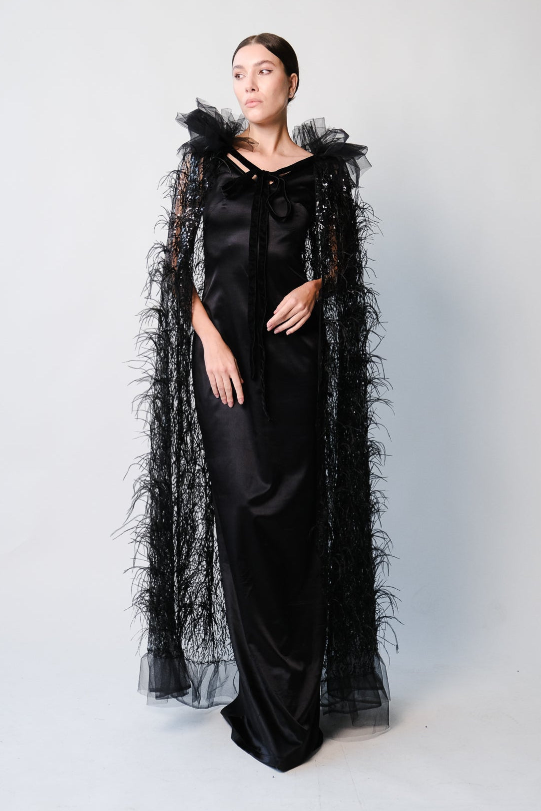 Feathered Queen Lace Cape