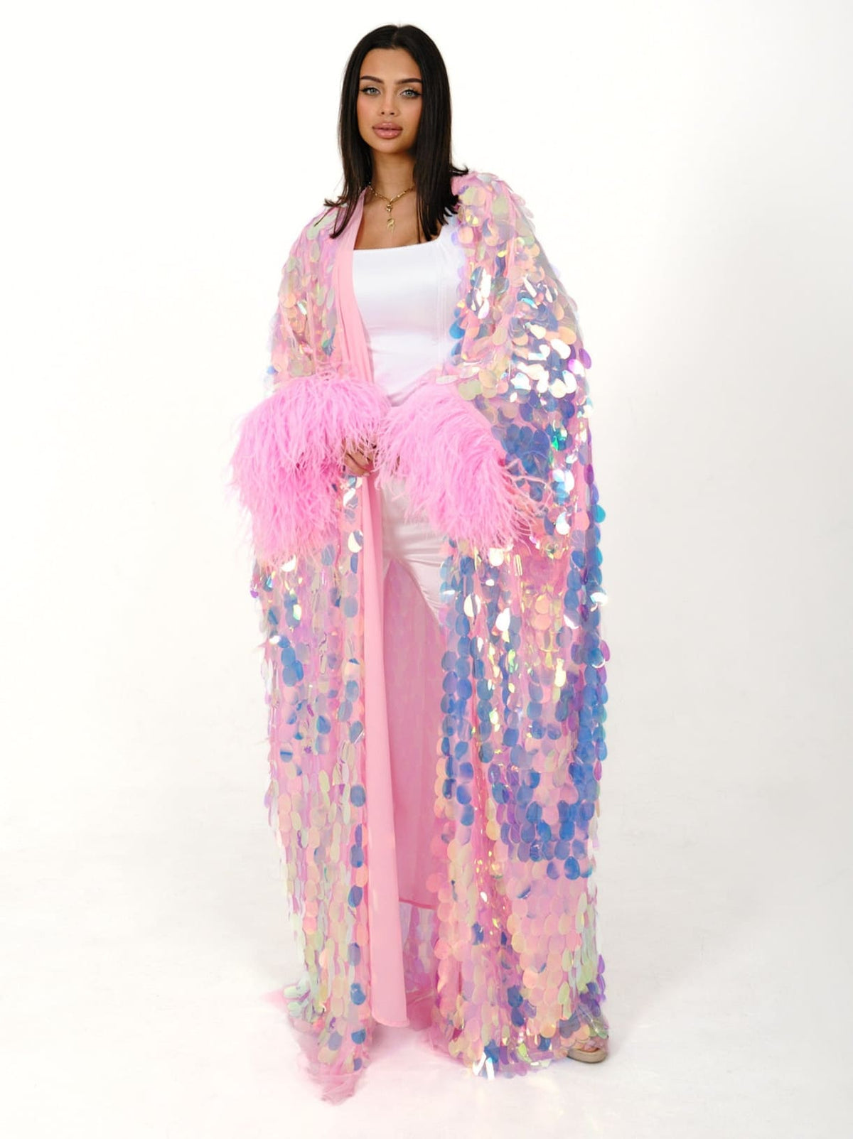 Kaftan Luxury Sequin Pink