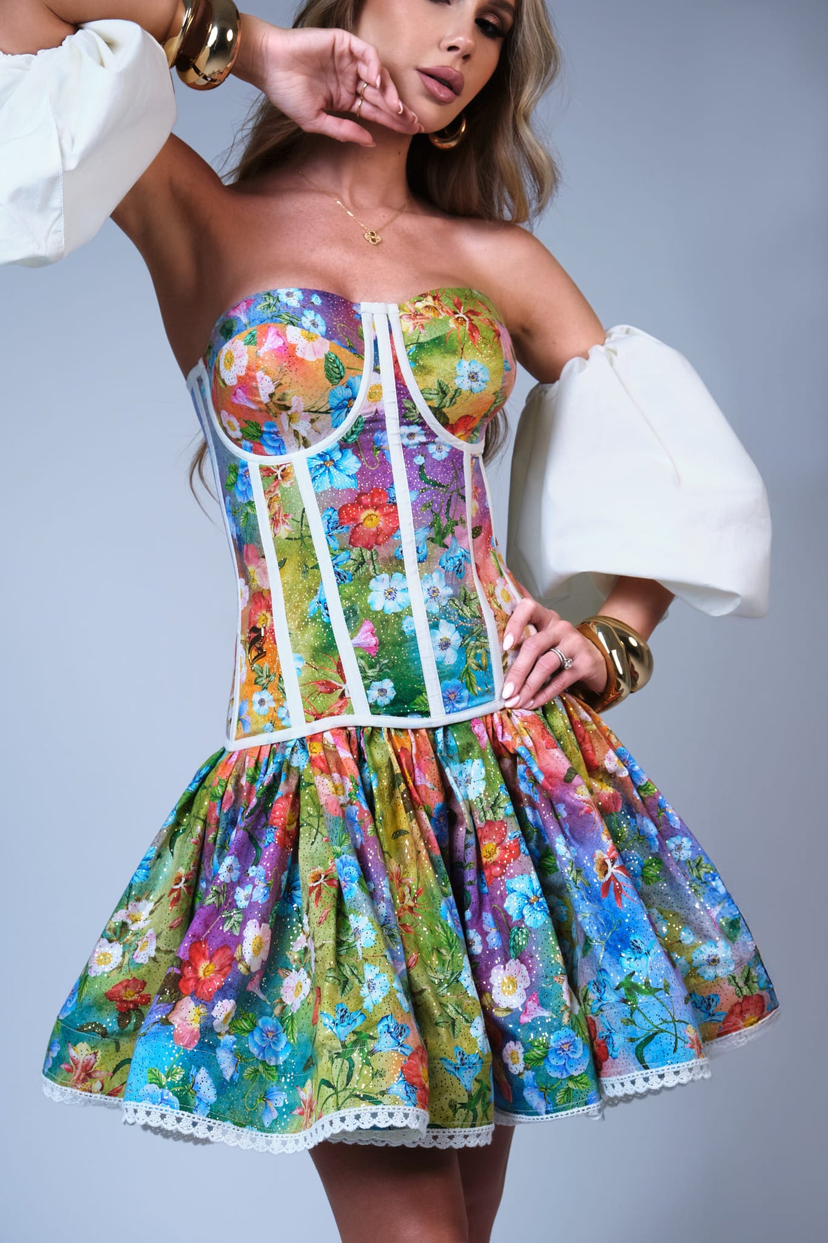 Floral contrast corset