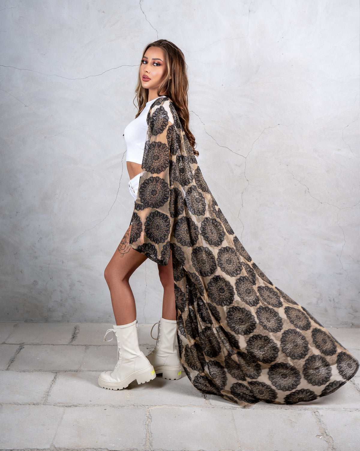 Sheer Kaftan Beige