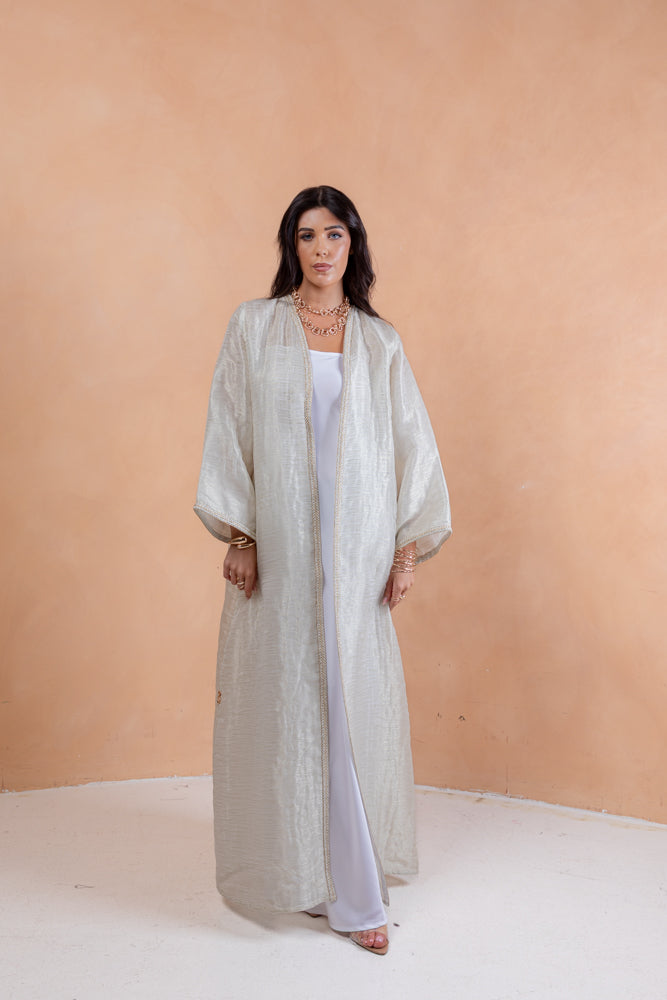 Classic Abaya Gold white